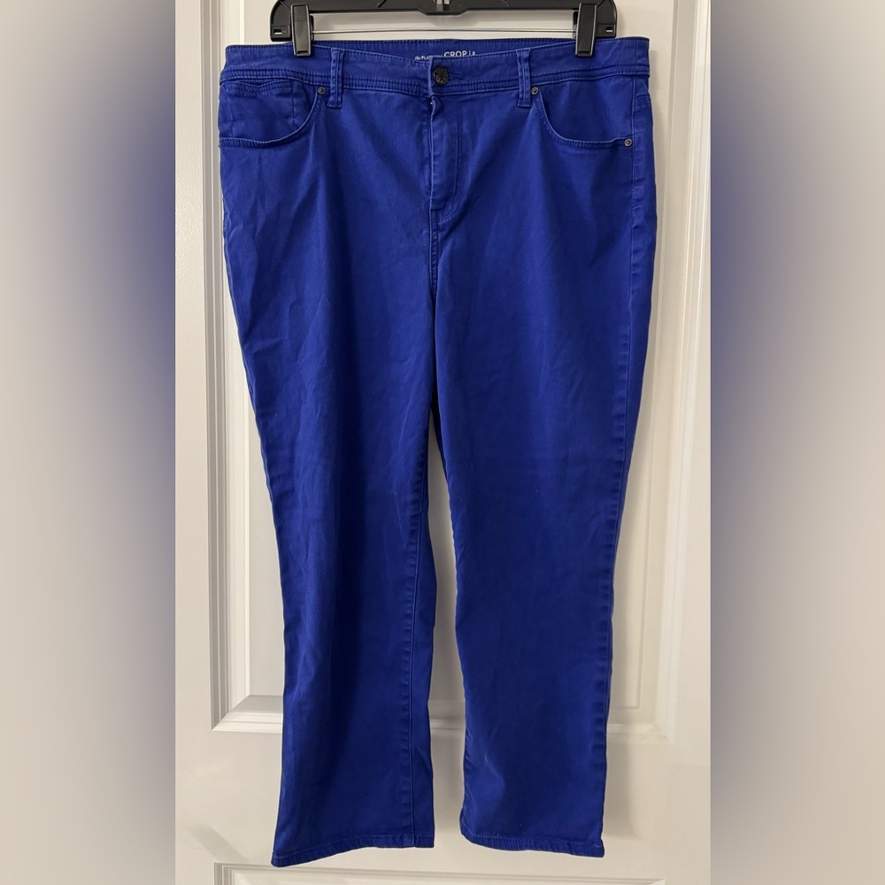 #1942 - Chico’s Size 2 Platinum Stretch Crop Jean Cobalt Blue Fashion Color